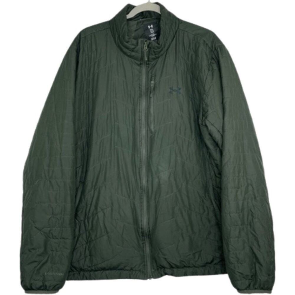 Under Armour Storm Cold Gear quilted olive green full zip fitted jacket size XXL